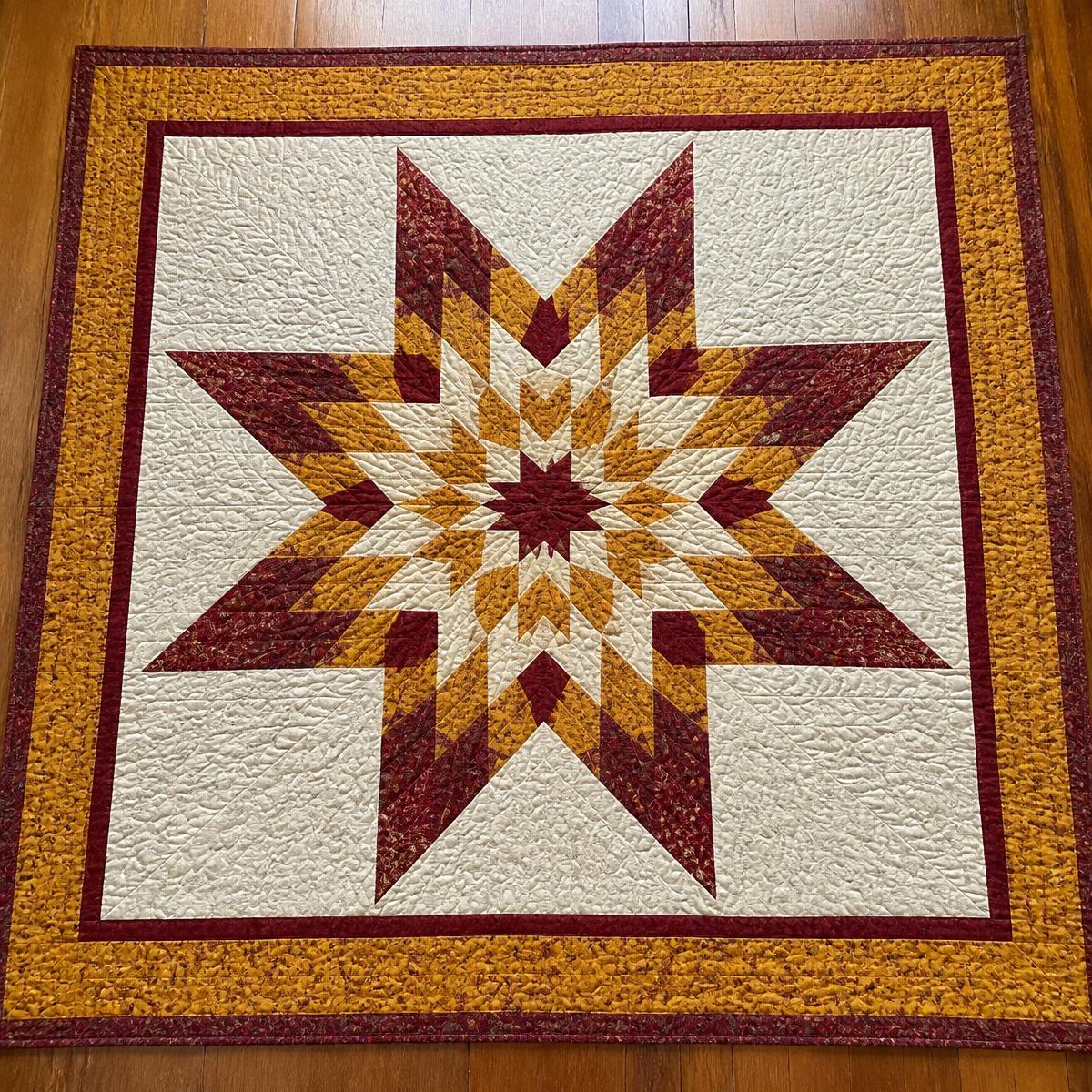 Ochre Morning Star handmade star quilt